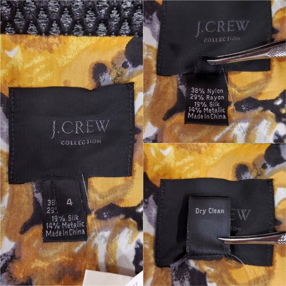 NWT J Crew Collection Womens 4 Black Label Gunmetal Metallic Jacquard Pea Coat - Picture 13 of 15